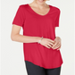 JM Collection Women's Lattice Back V Neck Top Pink Size Petite Medium
