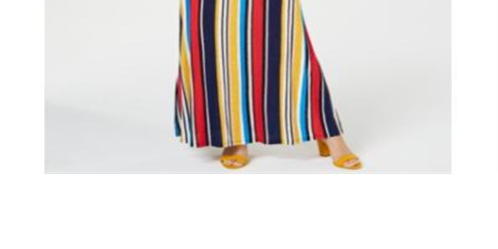 INC International Concepts Women's Striped Smocked Maxi Dress Red Size Petite Small