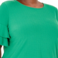 INC International Concepts Women's Plus Ruffle Sleeve Top Green One Size