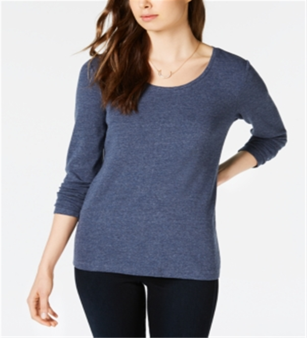 Maison Jules Women's Scoop Neck Top Navy Size M