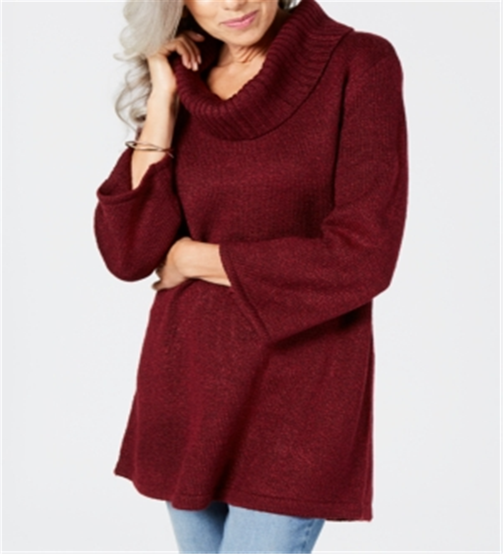 Karen Scott Women's Cowlneck Tunic Red Size Small