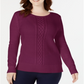 Karen Scott Women's Cable Knit Sweater Autumn Berry Size X-Small