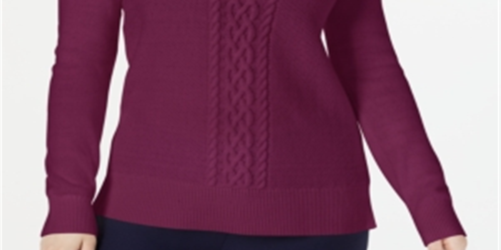 Karen Scott Women's Cable Knit Sweater Autumn Berry Size X-Small