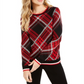 Charter Club Women's Plaid Crewneck Sweater Black Size Large