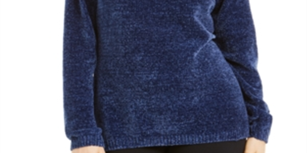 Karen Scott Women's Boat Neck Chenille Sweater Blue Size XX-Large