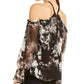 INC International Concepts Women's Tie Dyed Cold-Shoulder Top Black  Size Petite XL