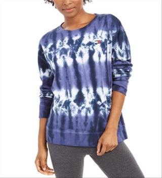 Tommy Hilfiger Women's French Terry Tie Dye Sweatshirt Blue Size XL