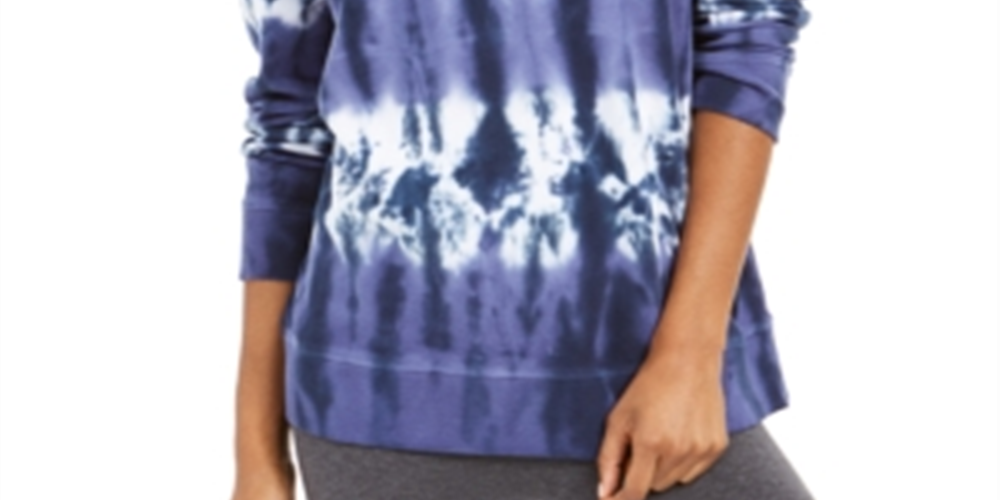 Tommy Hilfiger Women's French Terry Tie Dye Sweatshirt Blue Size XL