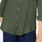 Ultra Flirt Junior's Mixed Media Utility Shirt Green Size XL