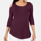 JM Collection Women's Cold Shoulder Top Purple Size Small