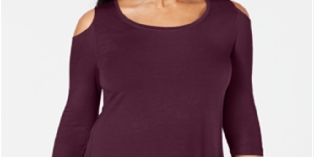 JM Collection Women's Cold Shoulder Top Purple Size Small