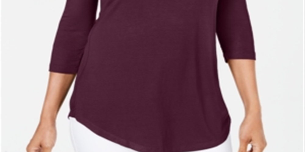 JM Collection Women's Cold Shoulder Top Purple Size Small