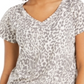 Style & Co Women's Animal Print Burnout Top Brown Size Petite S