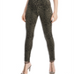 INC International Concepts Women's Animal Print Curvy Fit Skinny Pants Green Size 2