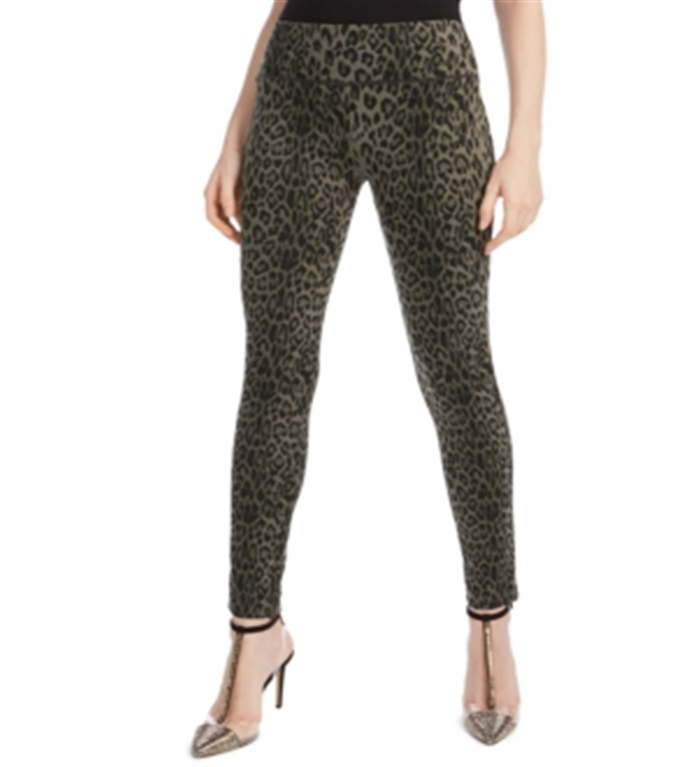 INC International Concepts Women's Animal Print Curvy Fit Skinny Pants Green Size 2