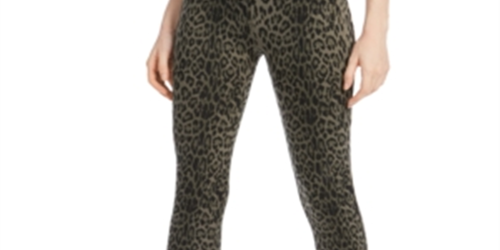 INC International Concepts Women's Animal Print Curvy Fit Skinny Pants Green Size 2