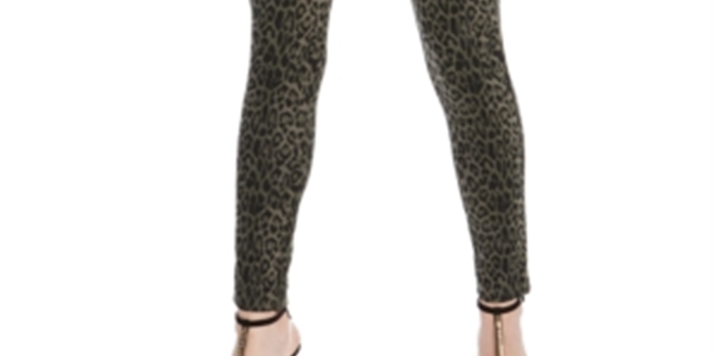 INC International Concepts Women's Animal Print Curvy Fit Skinny Pants Green Size 2