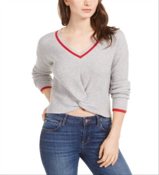 Guess Women's Normandie Ribbed Twist Front Sweater Black- Size XS