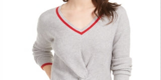 Guess Women's Normandie Ribbed Twist Front Sweater Black- Size XS