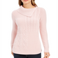 Charter Club Women's Patchwork Stitch Asymmetrical Collar Sweater Pink Size X-Small