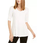 Alfani Women's V Neck Swing Tunic White Size 2XL