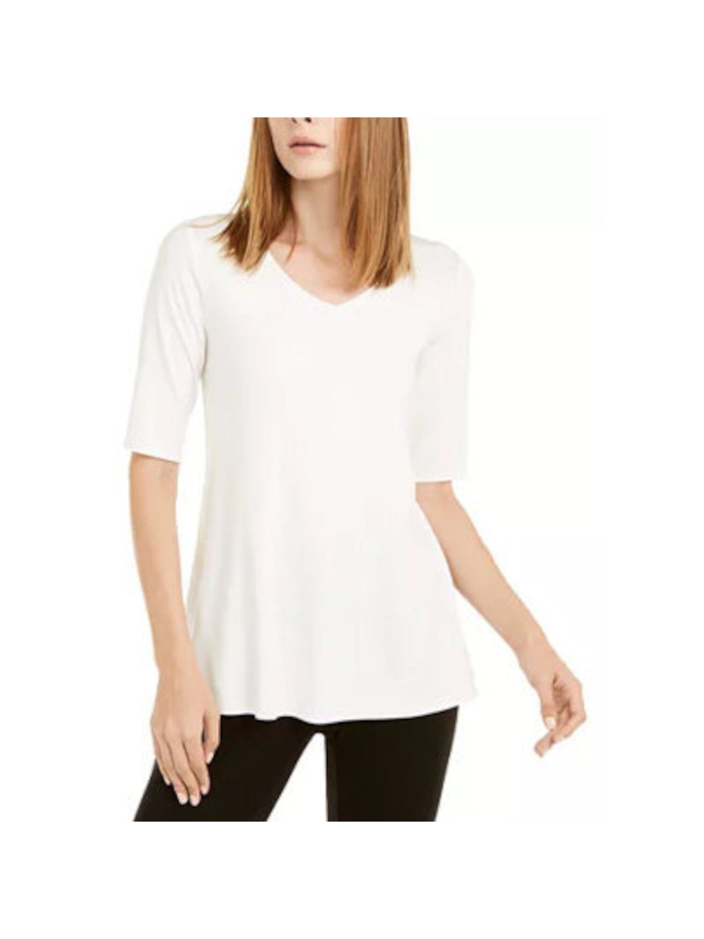 Alfani Women's V Neck Swing Tunic White Size 2XL