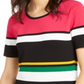 INC International Concepts Women's Short Sleeve Striped Sweater Fuchisia Size Petite S