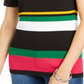 INC International Concepts Women's Short Sleeve Striped Sweater Fuchisia Size Petite S