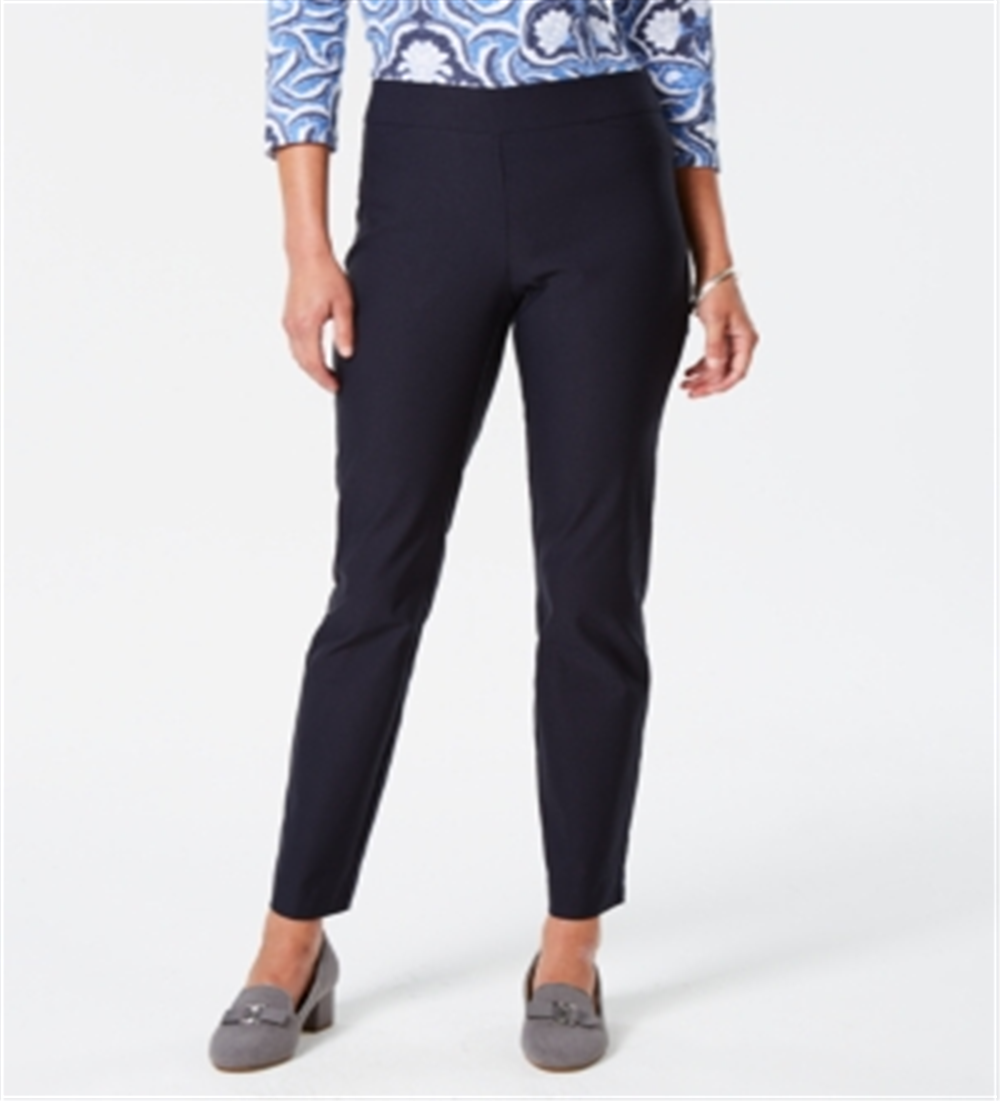Charter Club Women's Cambridge Skinny Pull on Tummy Control Pants Blue Size 6