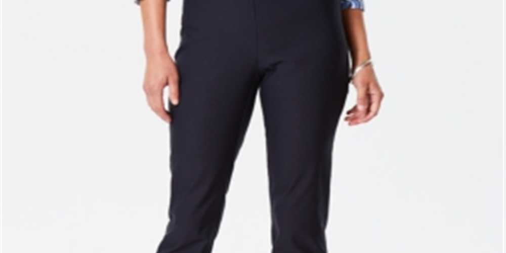 Charter Club Women's Cambridge Skinny Pull on Tummy Control Pants Blue Size 6