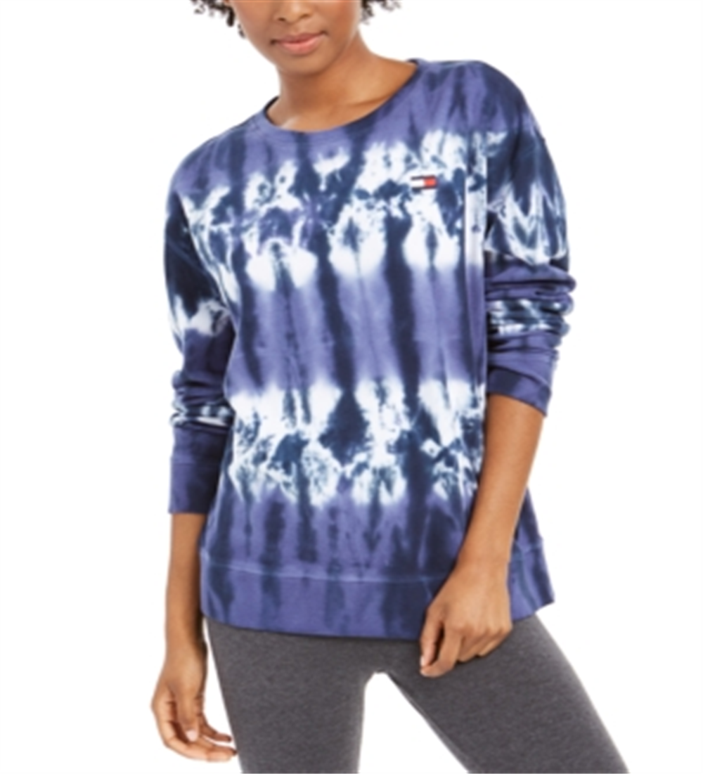 Tommy Hilfiger Women's French Terry Tie-Dye Sweatshirt Blue Size S