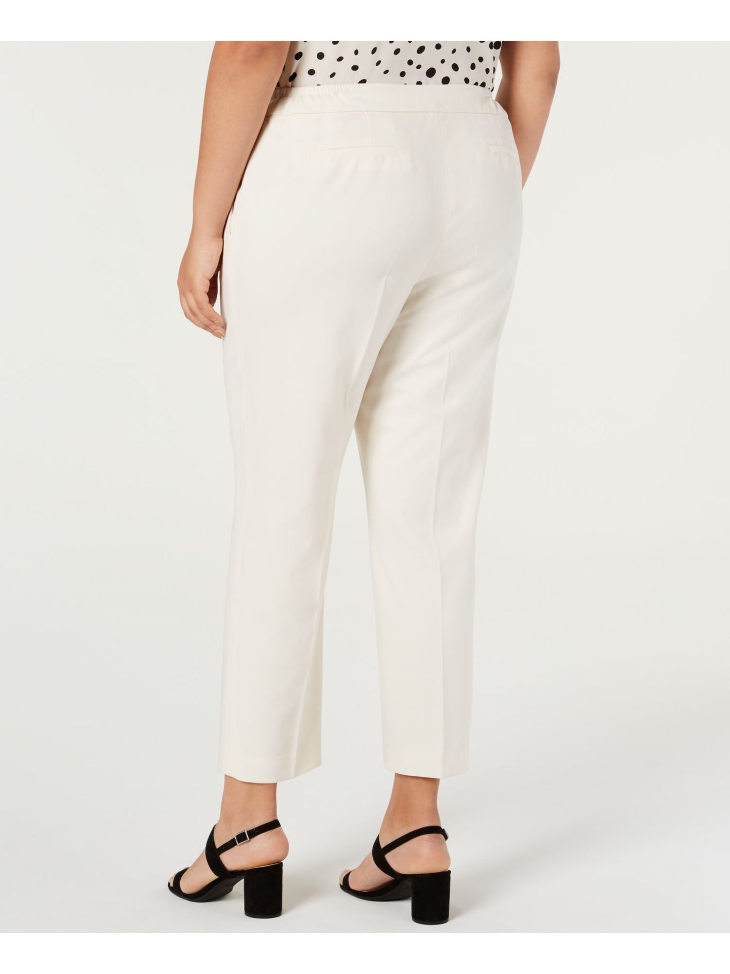 Bar III Women's Pocketed Straight Leg Pants Plus White Size 20W
