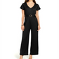 NY Collection Women's Belted Jumpsuit Black Size Petite Small