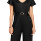 NY Collection Women's Belted Jumpsuit Black Size Petite Small