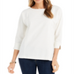 Charter Club Women's Striped Back Button Top White Size Large