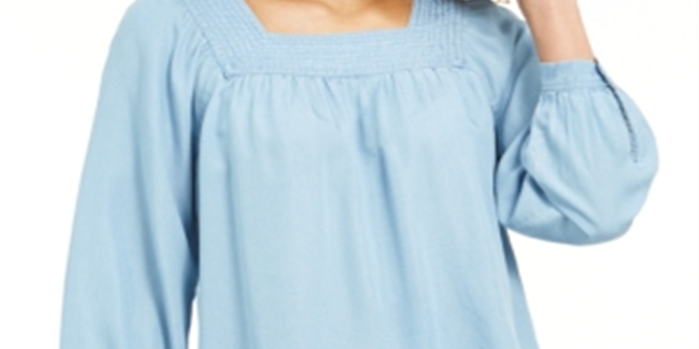 Style & Co Women's Square Neck Top Blue Size Medium