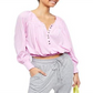 Free People Women's Prarie Henley Top Pink Size L