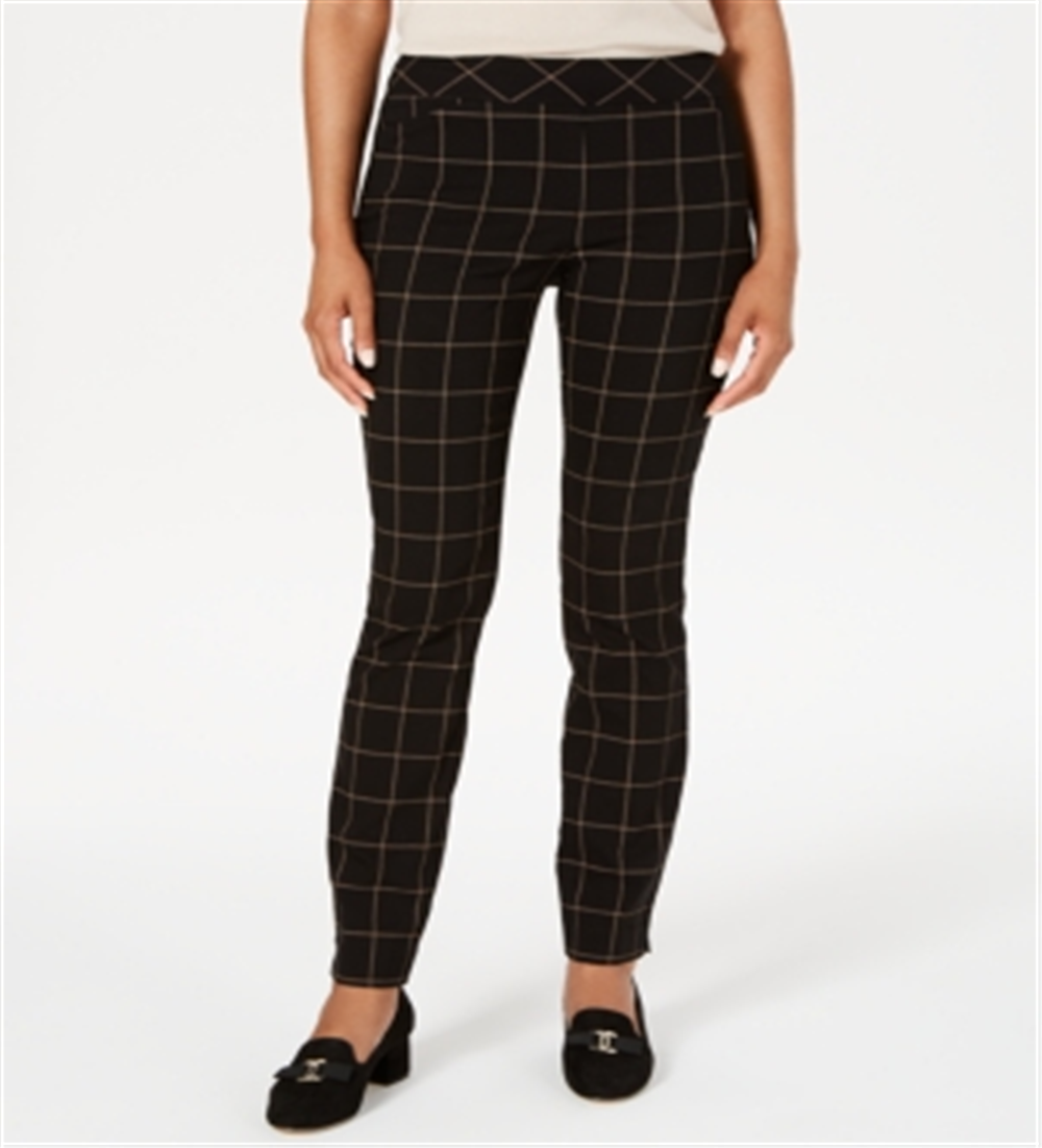 Charter Club Women's Windowpane Plaid Pants Black Size 12 Petite