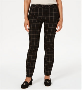 Charter Club Women's Windowpane Plaid Pants Black Size 12 Petite