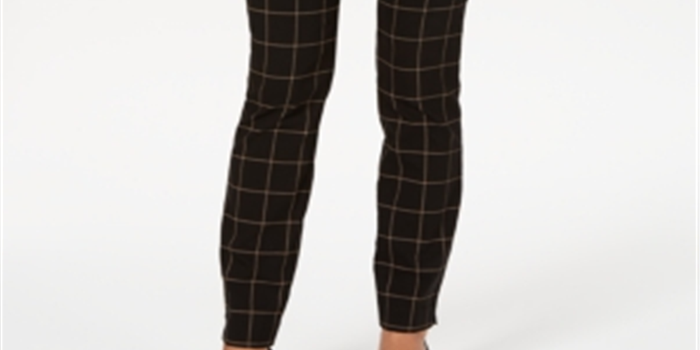 Charter Club Women's Windowpane Plaid Pants Black Size 12 Petite