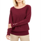 JM Collection Women's Studded Dolman Sleeve Sweater Berry Size XX-Large