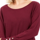 JM Collection Women's Studded Dolman Sleeve Sweater Berry Size XX-Large