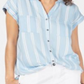 Style & Co Women's Short Sleeve Shirt Relax Stripe Blue Size X-Small