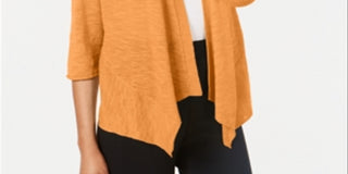 Alfani Women's Draped Long Sleeve Open Cardigan Sweater Orange Size Small