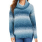 Style & Co Women's Teal Color Block Long Sleeve Turtle Neck T-Shirt Sweater Blue Size Petite Medium