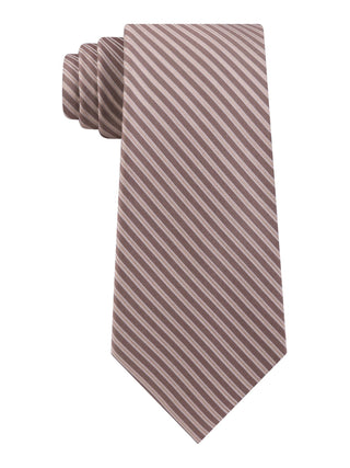 Calvin Klein Men's Pencil Stripe Silk Slim Neck Tie Brown Size Regular