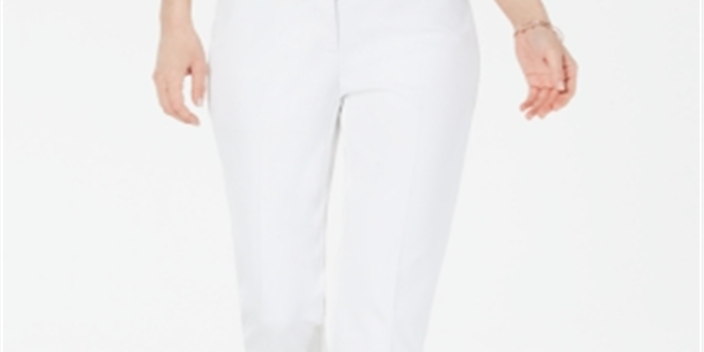 Alfani Women's Cropped Lace Inset Pants White Size 16 Petite