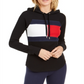 Tommy Hilfiger Women's Sport Flag Panel Hoodie Black Size S