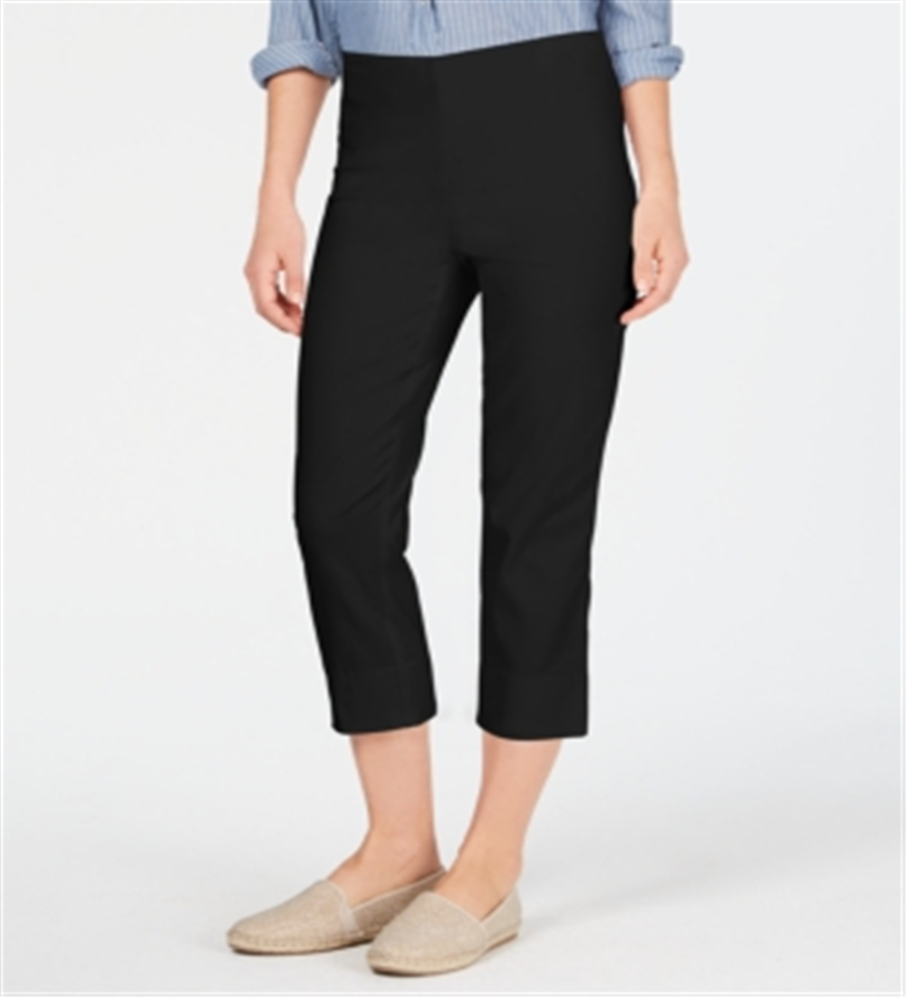 Charter Club Women's Chelsea Pull on Tummy Control Capris Black Size 6