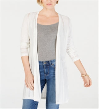 Charter Club Women's Pointelle Duster Cardigan Cloud White Size Petite Small
